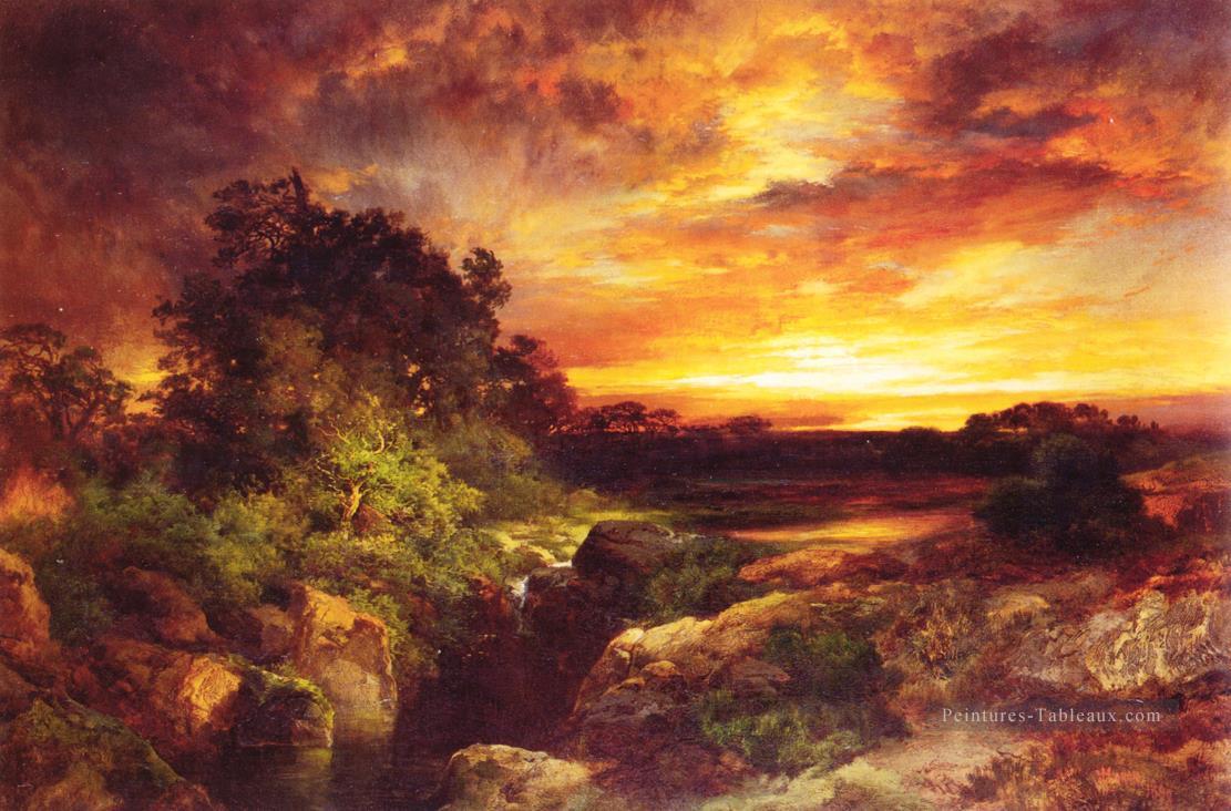 Un coucher de soleil en Arizona près du Grand Canyon Rocheuses école Thomas Moran Peintures à l'huile